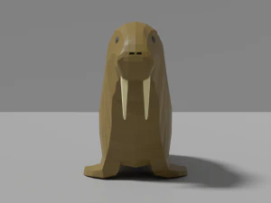cartoon walrus family 3D Model