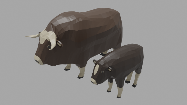 cartoon musk ox family 3D 모델 .c4d .max .obj .3ds .fbx .stl .blend 