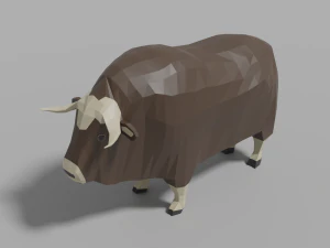 cartoon musk ox family 3D Model