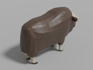 cartoon musk ox family 3D 모델