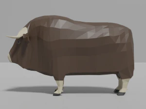 cartoon musk ox family 3D Model