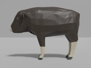 cartoon musk ox family 3D Model