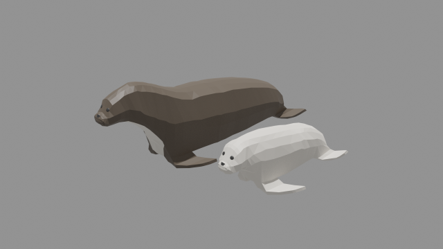 cartoon seal family 3D Модель .c4d .max .obj .3ds .fbx .stl .blend