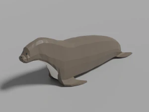 cartoon seal family 3D Model