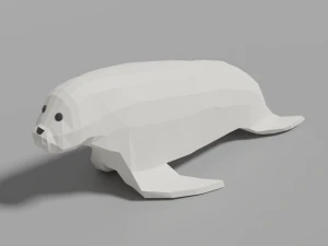 cartoon seal family 3D Model