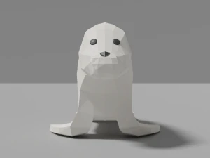 cartoon seal family 3D Model
