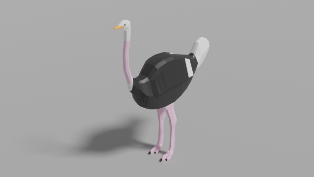cartoon ostrich Modello 3D .c4d .max .obj .3ds .fbx .stl .blend 