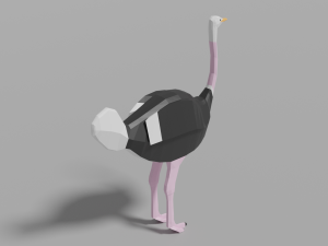 cartoon ostrich Modello 3D