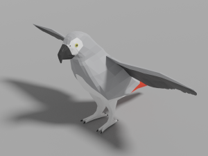 cartoon gray parrot 3D Model