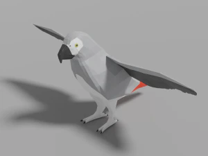papagaio cinza de desenho animado Modelo 3D