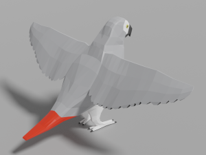 cartoon gray parrot Model 3D