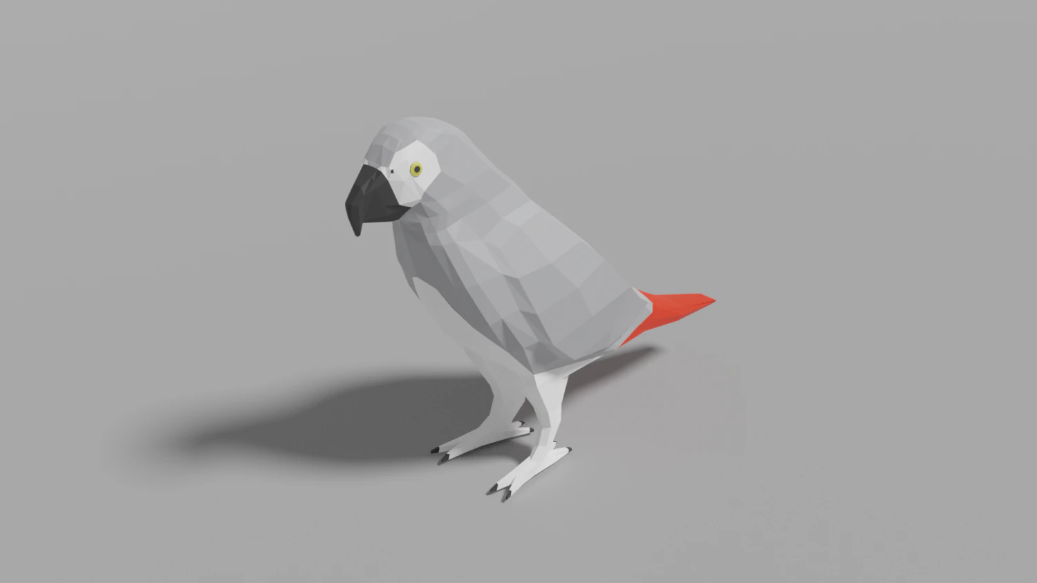 cartoon gray parrot 3D Model .c4d .max .obj .3ds .fbx .stl .blend 