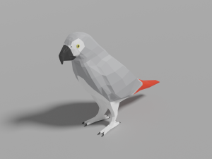 cartoon gray parrot 3D Model