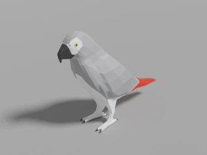 rysunkowa szara papuga Model 3D
