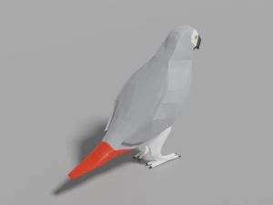 cartoon gray parrot 3D Model