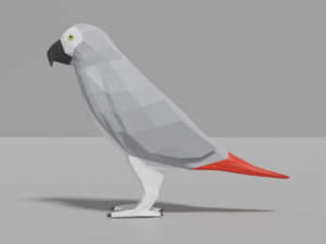 cartoon gray parrot Modelo 3D