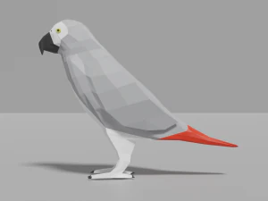 cartoon gray parrot 3D Model