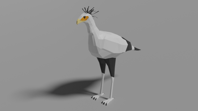 cartoon secretary bird 3D मॉडल .c4d .max .obj .3ds .fbx .stl .blend 