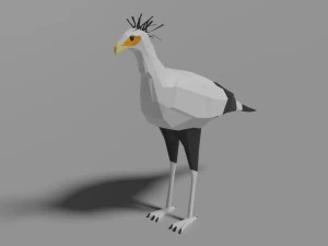 cartoon secretary bird 3D Model