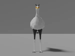 cartoon secretary bird 3D Model