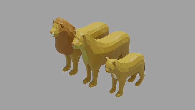 lion family pack 3D Model .c4d .max .obj .3ds .fbx .stl .blend 