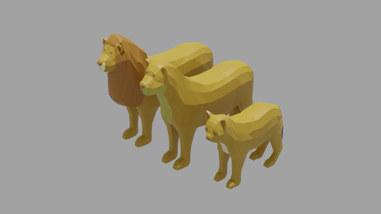 lion family pack 3D Model .c4d .max .obj .3ds .fbx .stl .blend