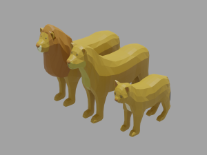 lion family pack 3Dモデル