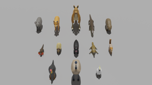 australian animals pack Modelo 3D .c4d .max .obj .3ds .fbx .stl .blend