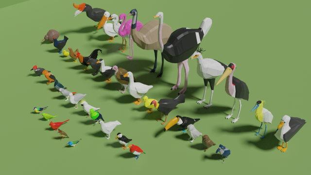 birds pack 3D 모델 .c4d .max .obj .3ds .fbx .stl .blend 
