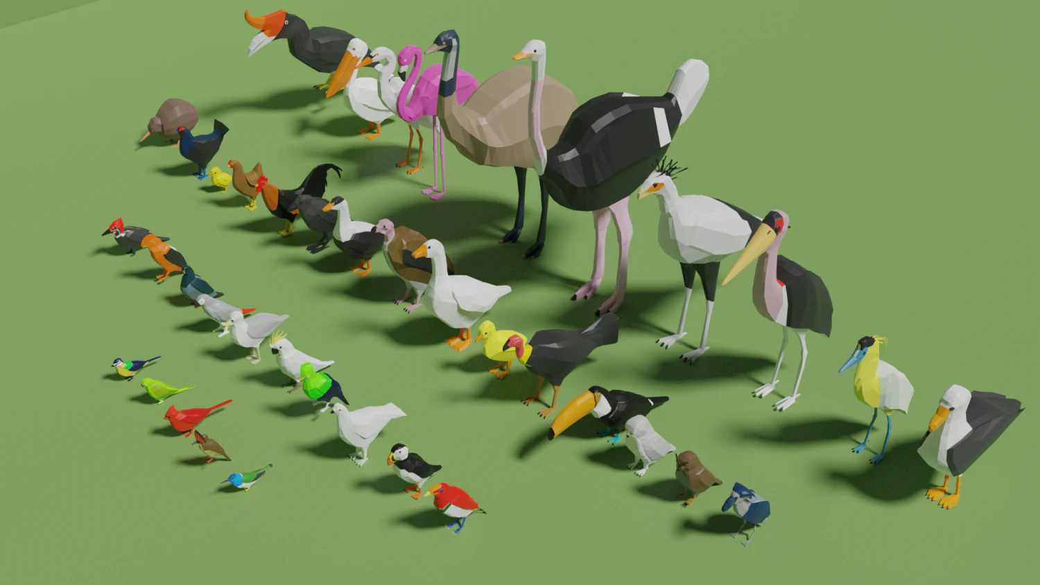 birds pack 3D Model .c4d .max .obj .3ds .fbx .stl .blend 