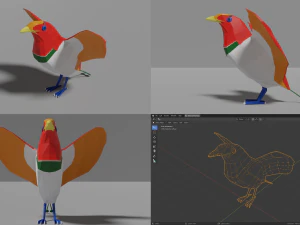 branco di uccelli Modello 3D