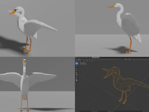branco di uccelli Modello 3D