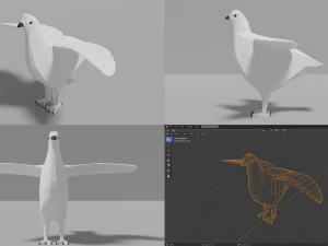 branco di uccelli Modello 3D