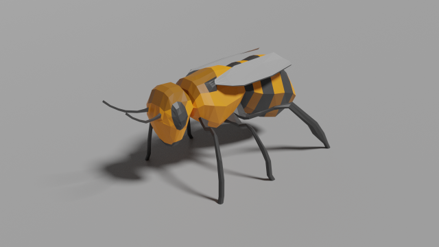 low-poly bee 3D Model .c4d .max .obj .3ds .fbx .stl .blend 
