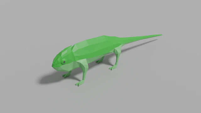 低聚变色龙 3D 模型 .c4d .max .obj .3ds .fbx .stl .blend 