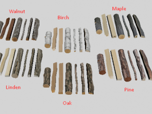 firewood set low-poly 3D 모델
