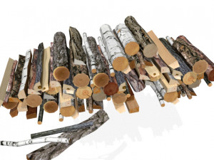 firewood set low-poly 3D 모델