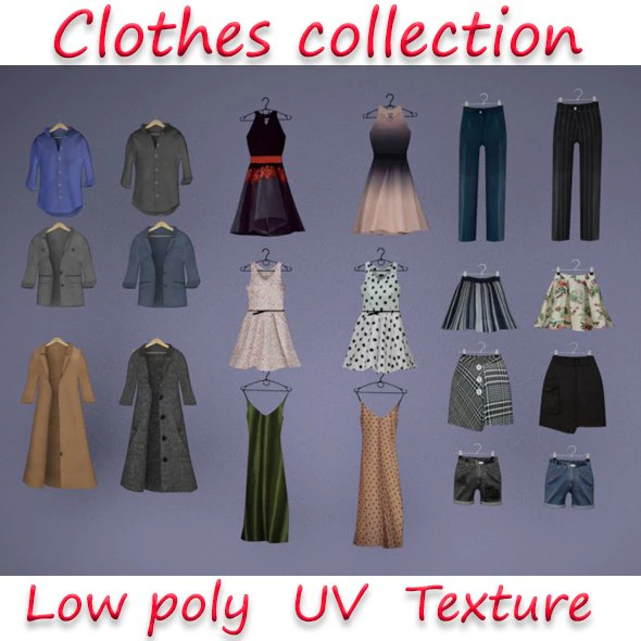 grande cole&ccedil;&atilde;o de roupas para guarda-roupa e loja Modelo 3D .c4d .max .obj .3ds .fbx .stl .blend 