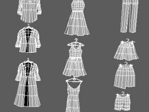 grande cole&ccedil;&atilde;o de roupas para guarda-roupa e loja Modelo 3D