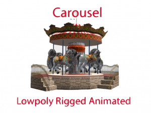 spinning carousel with horses up and down Model 3D