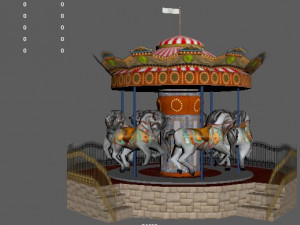 spinning carousel with horses up and down 3D Model