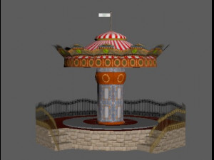 spinning carousel with horses up and down 3D Model