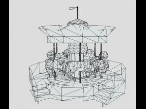 spinning carousel with horses up and down 3D Model