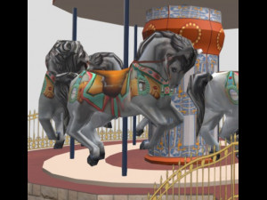 spinning carousel with horses up and down 3D Model