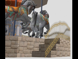 spinning carousel with horses up and down 3D Model