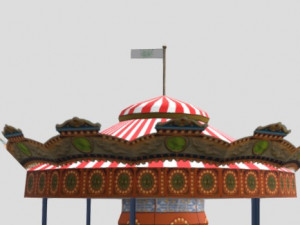 spinning carousel with horses up and down 3D Model