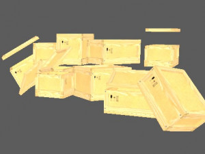 set of wooden boxes Model 3D