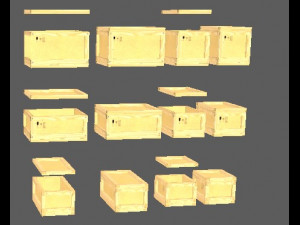 set of wooden boxes 3D Model
