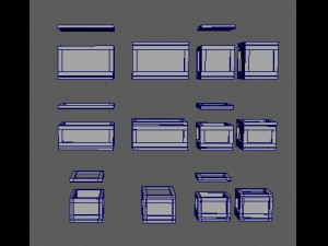 set of wooden boxes 3D Model