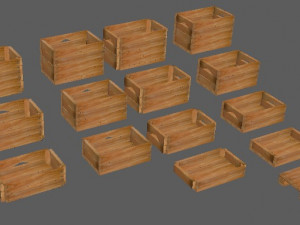 set wooden boxes of different heights and pallets 3D मॉडल